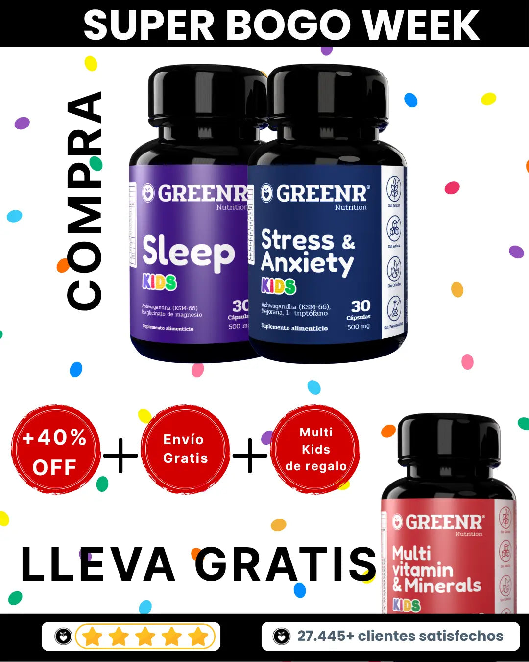SUPER BOGO 3X2: COMPRA SLEEP KIDS + STRESS KIDS + LLEVA MULTI KIDS GRATIS + 40% OFF+ ENVIO GRATIS