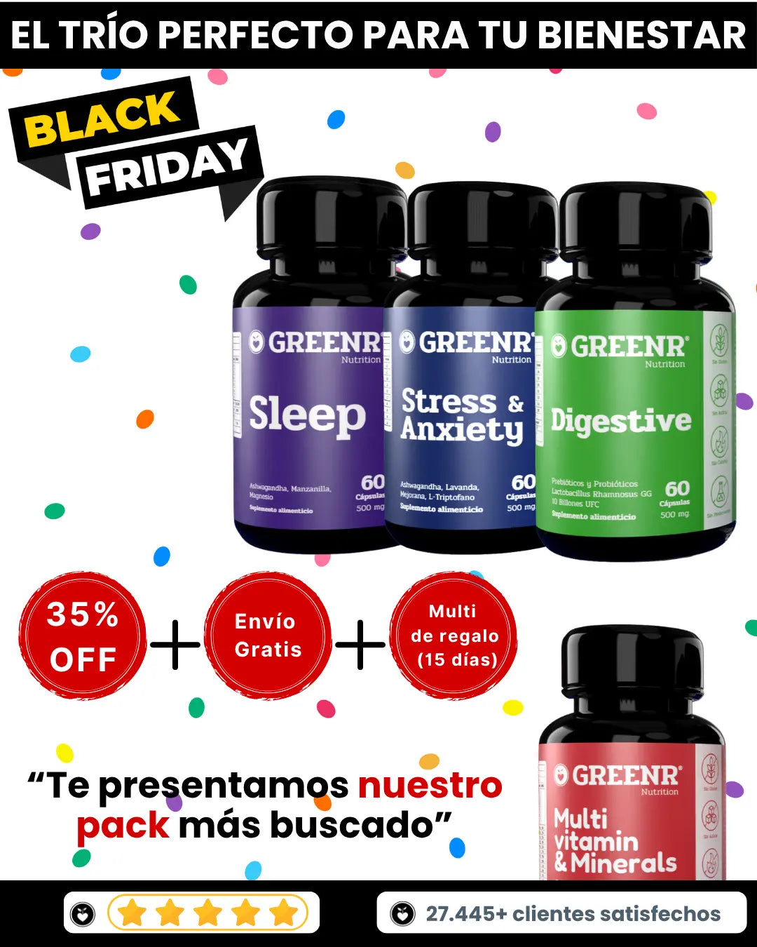 BLACK WEEK SOS ADULTO: compra Stress + Sleep  + Digestive + Regalo: Multi  (15 días) + 35% OFF + envio gratis