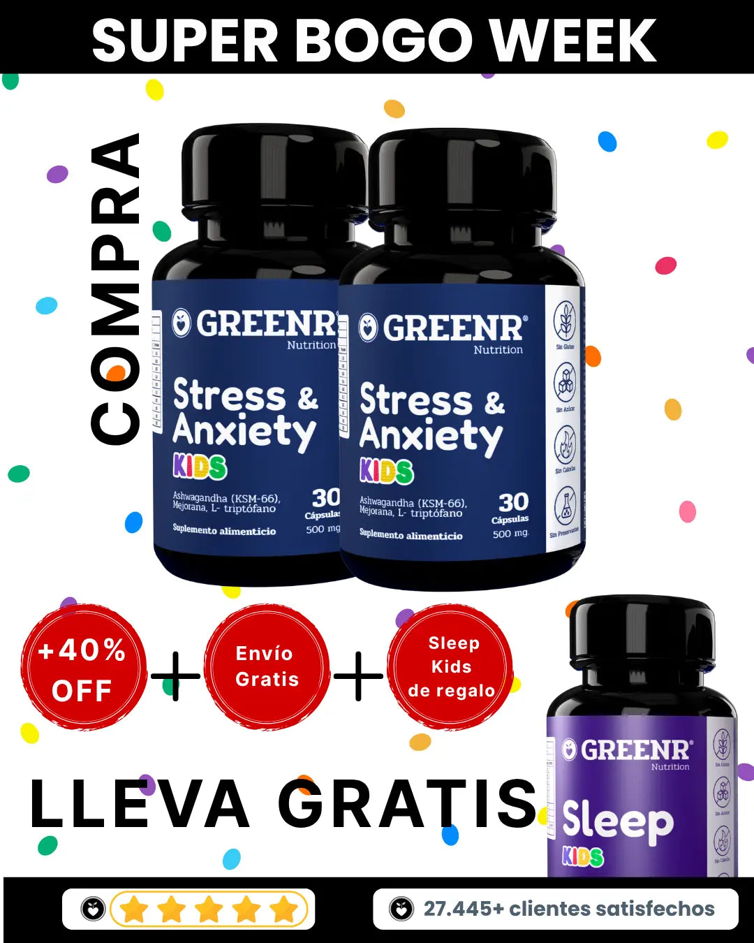 SUPER BOGO 3X2: STRESS KIDS X2 + SLEEP KIDS GRATIS + 40% OFF+ ENVIO GRATIS