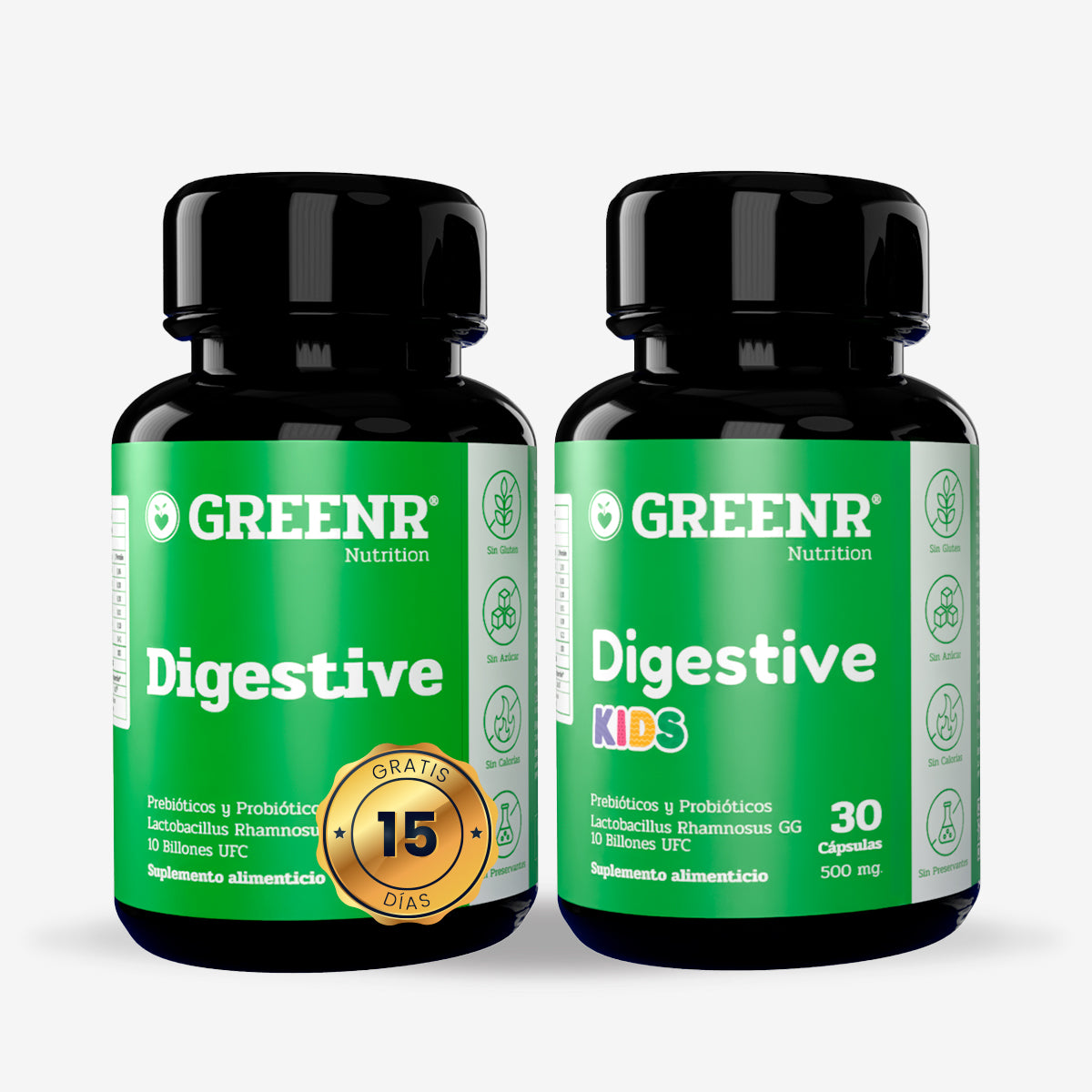 PROMO IMPERDIBLE (Tiempo limitado) Digestive Kids (1 mes) + Digestive Adultos (15 días Gratis) Greenr Nutrition