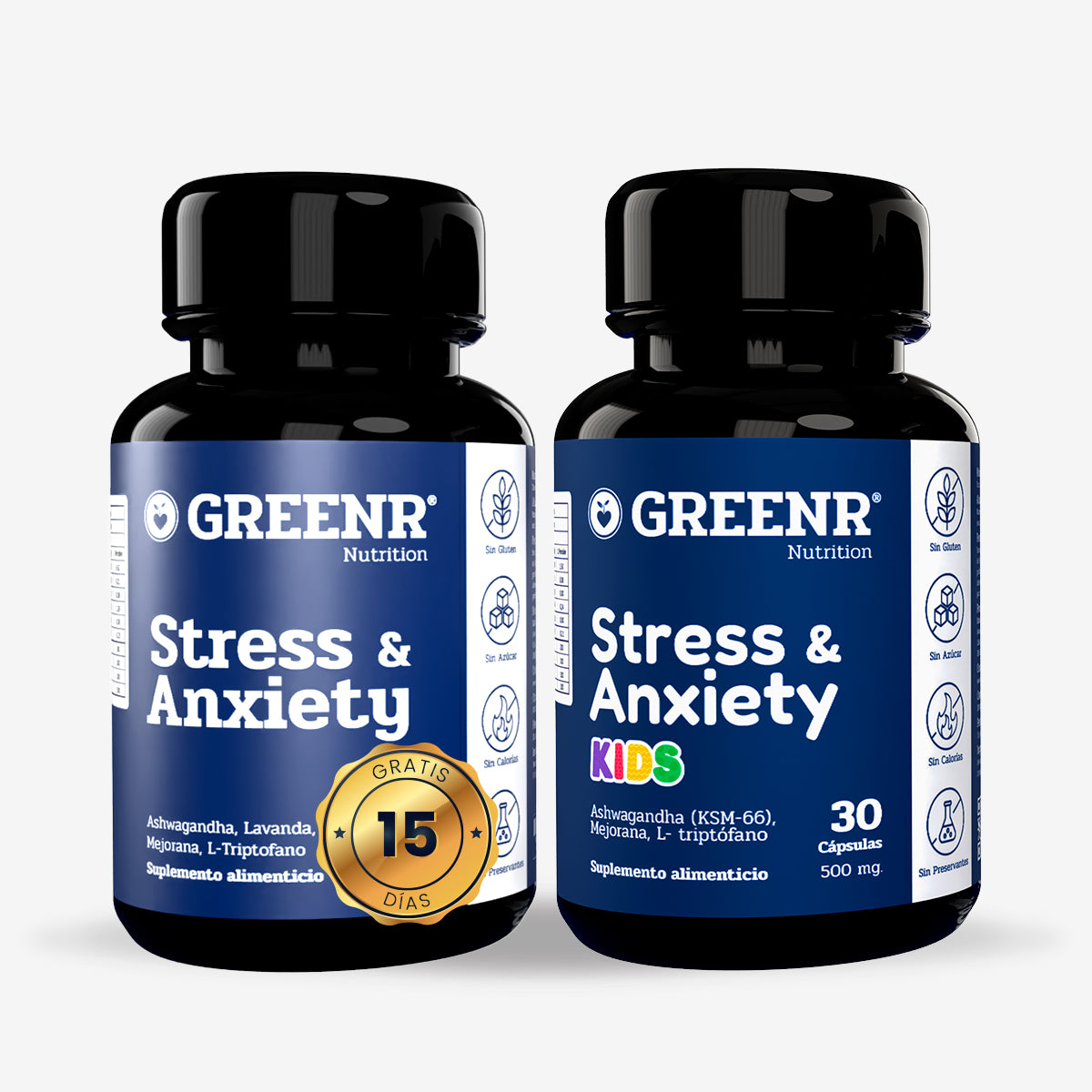 PROMO IMPERDIBLE (Tiempo limitado) Stress Kids + Stress Adulto (15 días Gratis) Greenr Nutrition