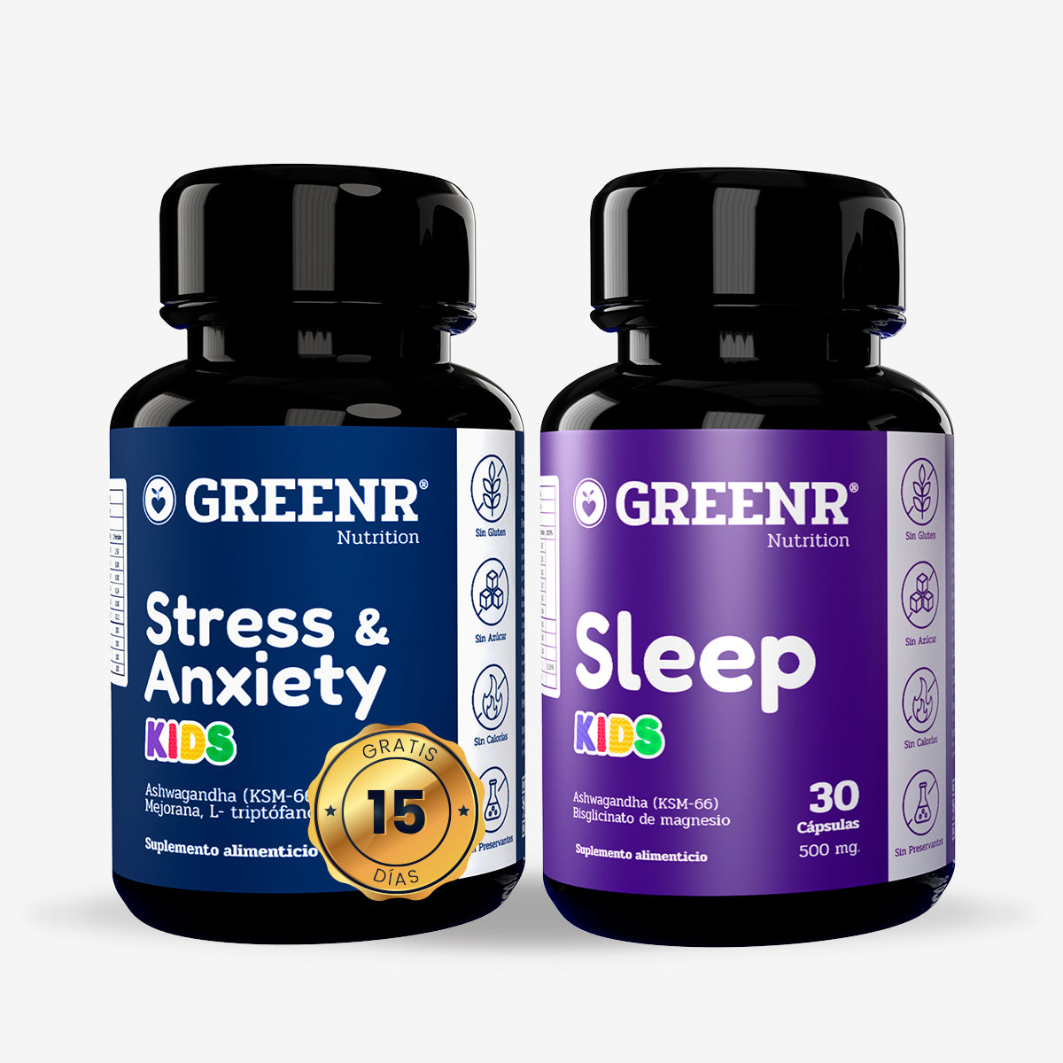 PROMO IMPERDIBLE (Tiempo limitado) Sleep Kids + Stress & Anxiety Kids (15 dias Gratis) Greenr Nutrition