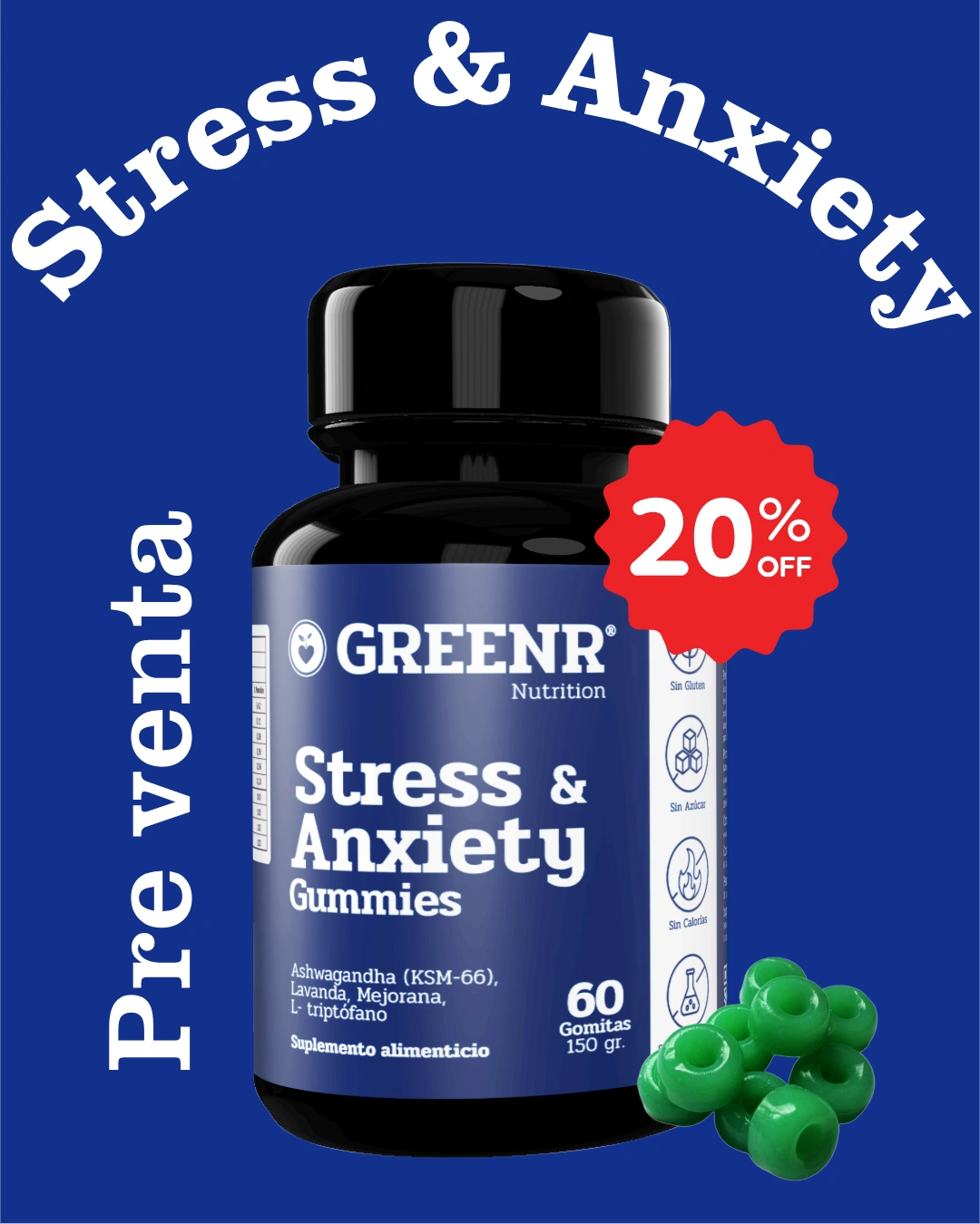 Stress & Anxiety Adulto Gomitas Pre venta (tiempo limitado)